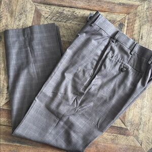 Louis Raphael Gray Plaid Dress Pants Rosso 32 x 30